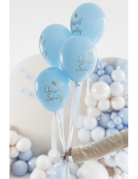 Balony Eco 33 cm, Chrzest Święty, błękit (1 op. / 6 szt.)