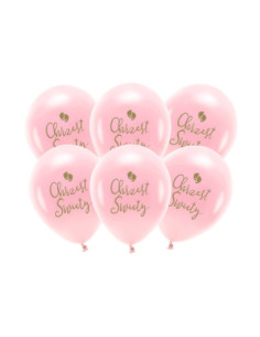 Balony Eco 33 cm,  Chrzest Święty, rumiany różowy (1 op. / 6 szt.)