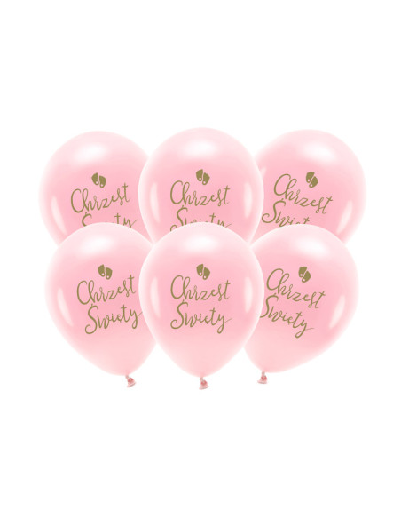 Balony Eco 33 cm,  Chrzest Święty, rumiany różowy (1 op. / 6 szt.)