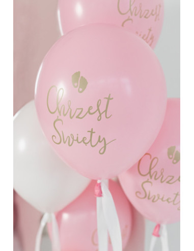 Balony Eco 33 cm,  Chrzest Święty, rumiany różowy (1 op. / 6 szt.)