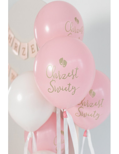 Balony Eco 33 cm,  Chrzest Święty, rumiany różowy (1 op. / 6 szt.)