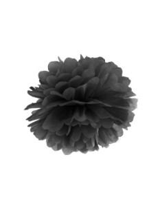 Pompon bibułowy, czarny, 25cm