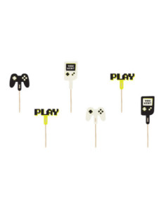 Dekoracje do muffinek - Gamer, 6-10.5 cm, mix (1 op. / 6 szt.)