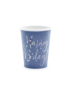Kubeczki Happy B'day!, granatowy, 220ml (1 op. / 6 szt.)
