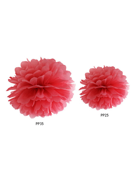 Pompon bibułowy, czerwony, 25cm