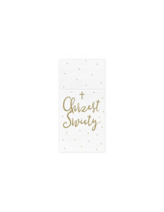 Kieszonka na sztućce ''Chrzest Święty'', 10x20 cm, biały (1 op. / 6 szt.)
