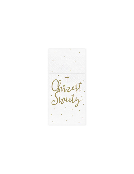 Kieszonka na sztućce ''Chrzest Święty'', 10x20 cm, biały (1 op. / 6 szt.)