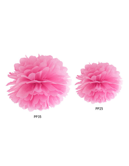 Pompon bibułowy, różowy, 25cm