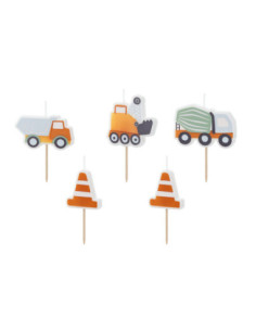 Świeczki urodzinowe Roboty Drogowe, 3-4.5 cm, mix (1 op. / 5 szt.)