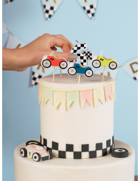 Świeczki urodzinowe Autka, 2-3 cm, mix (1 op. / 5 szt.)