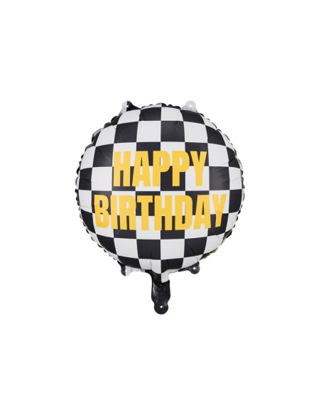 Balon foliowy Szachownica Happy Birthday, 45 cm, mix