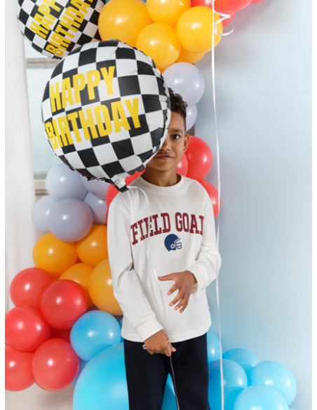 Balon foliowy Szachownica Happy Birthday, 45 cm, mix