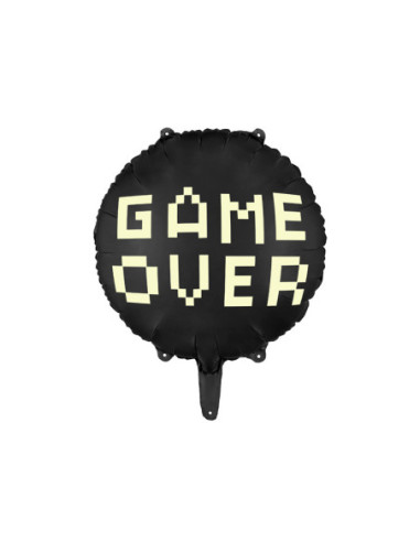 Balon foliowy Game over, 45 cm, czarny