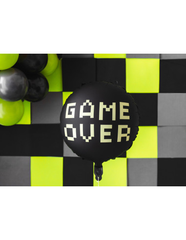 Balon foliowy Game over, 45 cm, czarny