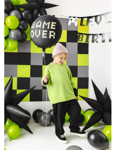 Balon foliowy Game over, 45 cm, czarny