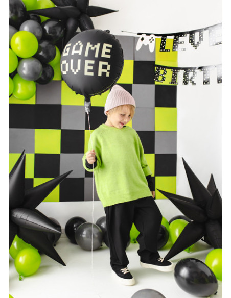 Balon foliowy Game over, 45 cm, czarny