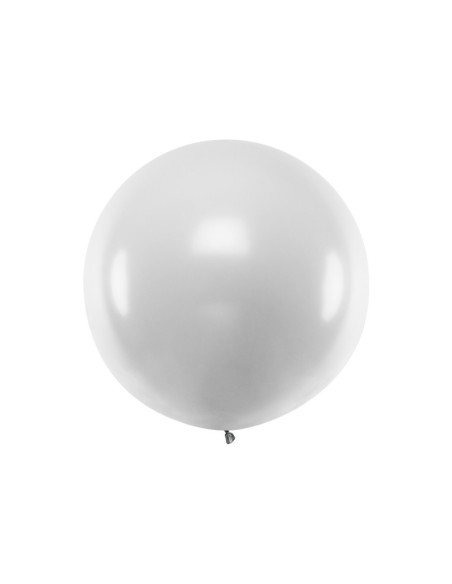Balon okrągły 1 m, Metallic Silver Snow