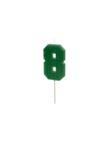 Świeczka urodzinowa Cyferka 8, 6 cm, zielony