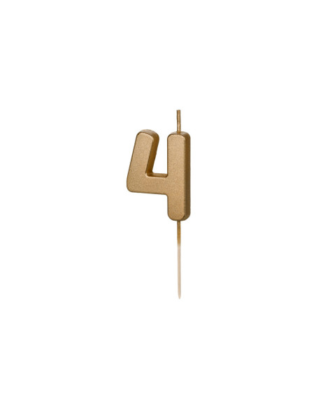 Świeczka urodzinowa Cyferka 4, 4.5 cm, złoty