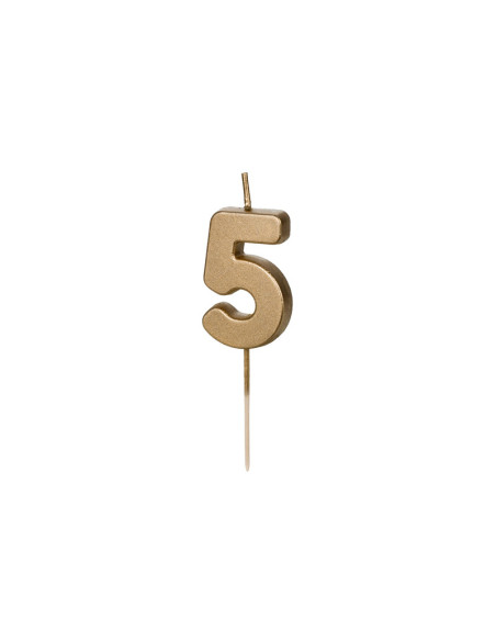 Świeczka urodzinowa Cyferka 5, 4.5 cm, złoty