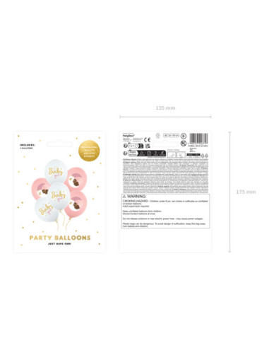Balony 30 cm, Baby girl, mix (1 op. / 6 szt.)