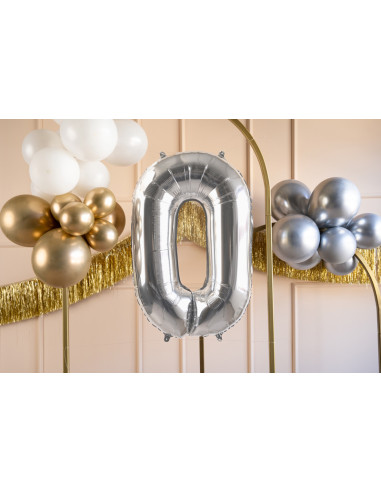 Balon foliowy Cyfra ''0'', 72cm, srebrny