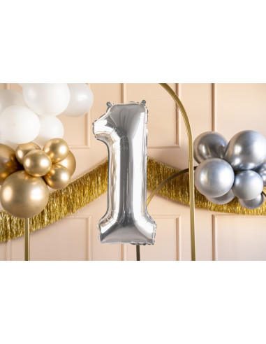 Balon foliowy Cyfra ''1'', 72cm, srebrny