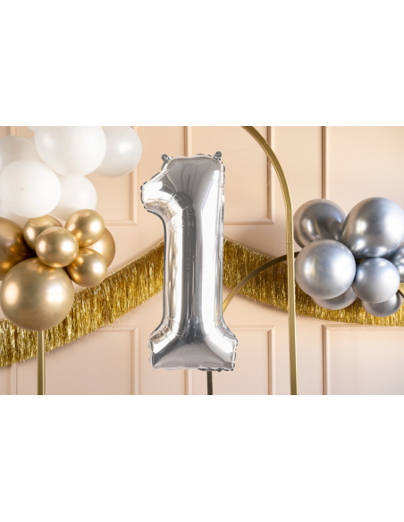 Balon foliowy Cyfra ''1'', 72cm, srebrny