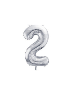 Balon foliowy Cyfra ''2'', 72cm, srebrny