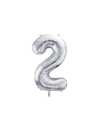 Balon foliowy Cyfra ''2'', 72cm, srebrny