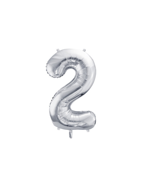 Balon foliowy Cyfra ''2'', 72cm, srebrny