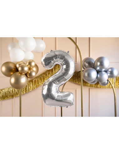 Balon foliowy Cyfra ''2'', 72cm, srebrny