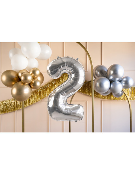 Balon foliowy Cyfra ''2'', 72cm, srebrny