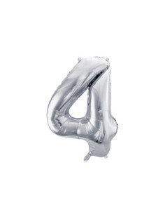 Balon foliowy Cyfra ''4'', 72cm, srebrny