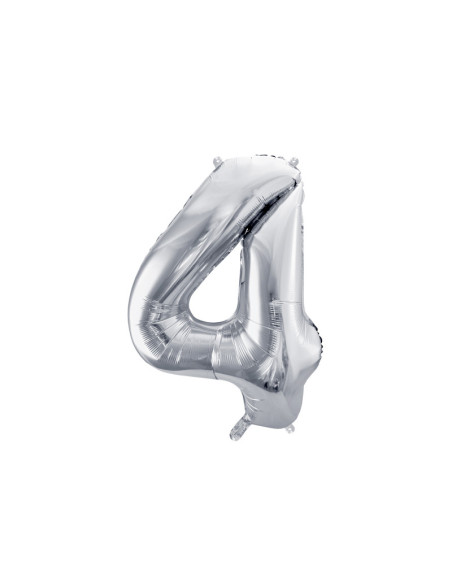 Balon foliowy Cyfra ''4'', 72cm, srebrny