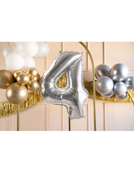 Balon foliowy Cyfra ''4'', 72cm, srebrny