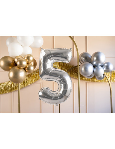 Balon foliowy Cyfra ''5'', 72cm, srebrny