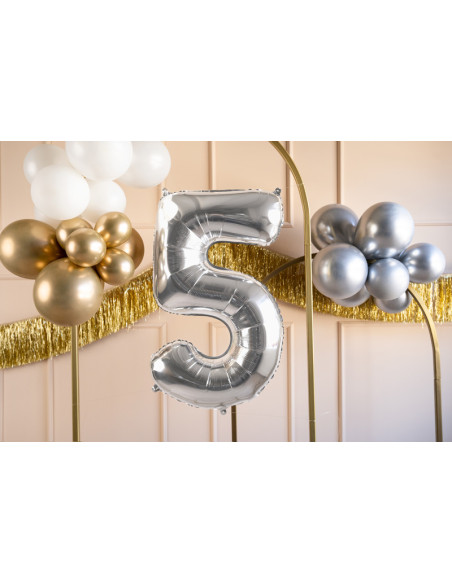 Balon foliowy Cyfra ''5'', 72cm, srebrny
