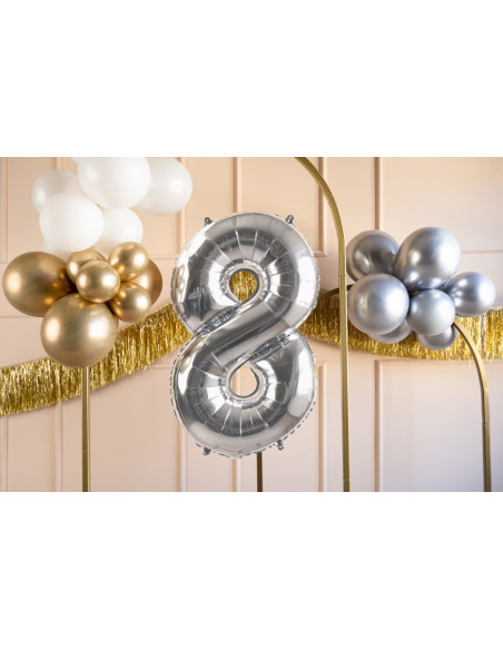 Balon foliowy Cyfra ''8'', 72cm, srebrny