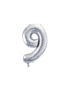 Balon foliowy Cyfra ''9'', 72cm, srebrny