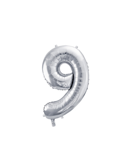 Balon foliowy Cyfra ''9'', 72cm, srebrny
