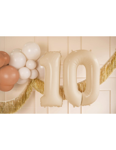 Balon foliowy Cyfra ''0'', 72cm, beż