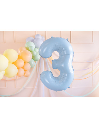 Balon foliowy Cyfra ''3'', 72cm, jasny niebieski