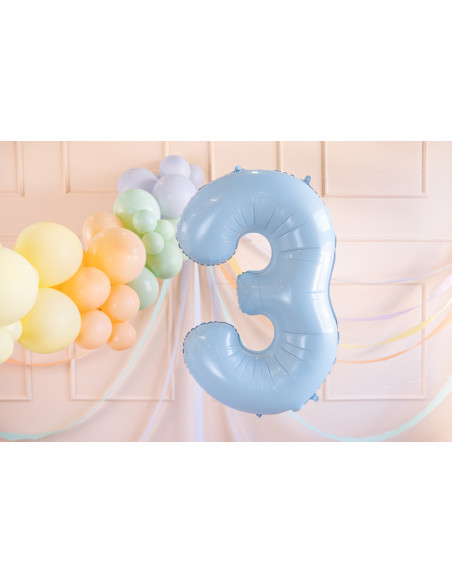 Balon foliowy Cyfra ''3'', 72cm, jasny niebieski