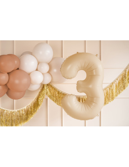 Balon foliowy Cyfra ''3'', 72cm, beż