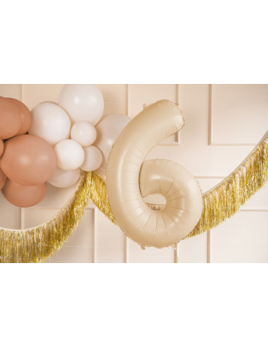 Balon foliowy Cyfra ''6'', 72cm, beż