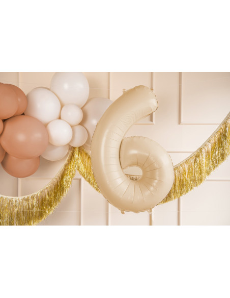 Balon foliowy Cyfra ''6'', 72cm, beż