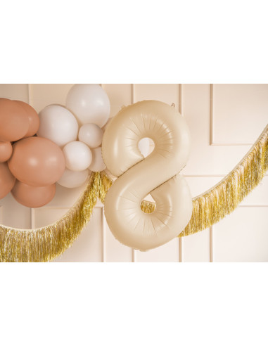 Balon foliowy Cyfra ''8'', 72cm, beż