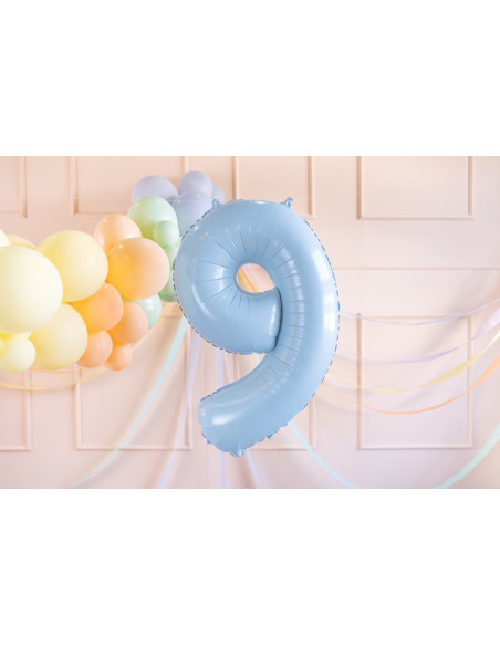 Balon foliowy Cyfra ''9'', 72cm, jasny niebieski