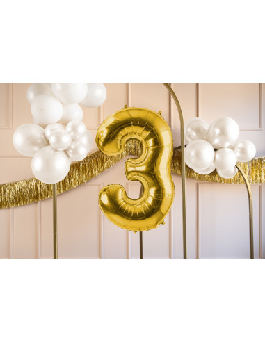 Balon foliowy Cyfra ''3'', 72cm, jasny złoty